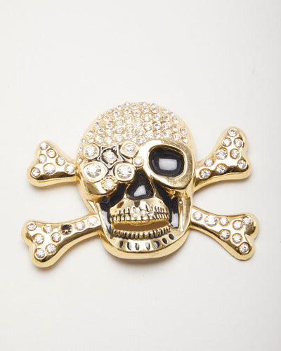 Gold Skull And Cross Bones Belt Buckle