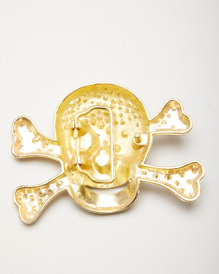 Gold Skull And Cross Bones Belt Buckle