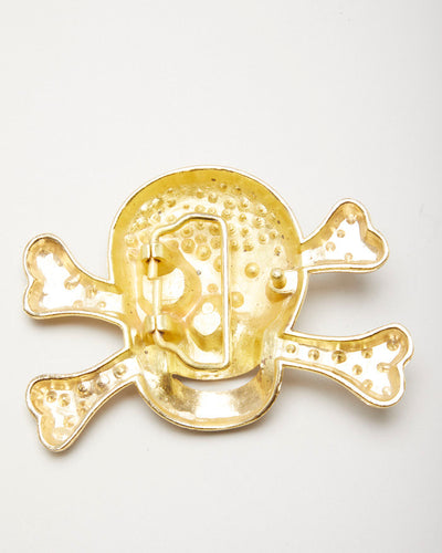 Gold Skull And Cross Bones Belt Buckle