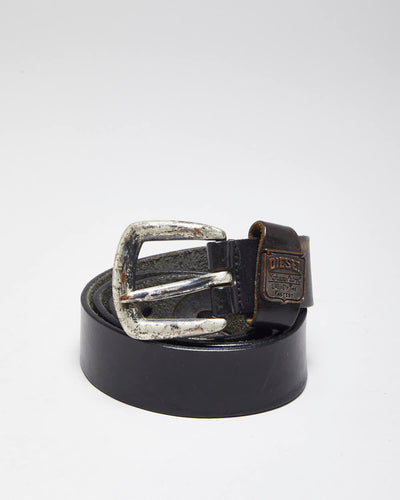 Vintage Diesel Black Leather Belt - W31 - W35