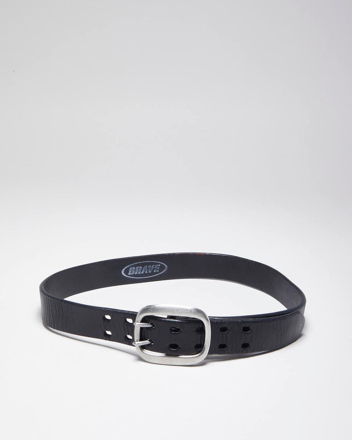 Vintage Brave Black Leather Belt - W29 - W35