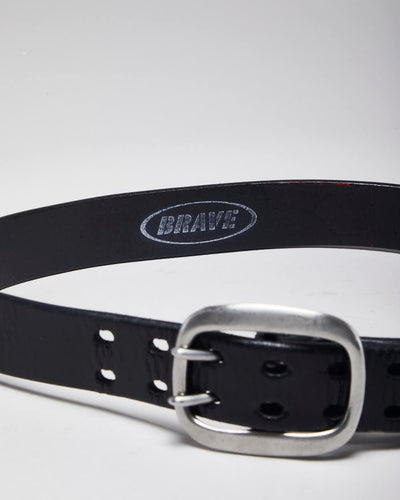 Vintage Brave Black Leather Belt - W29 - W35