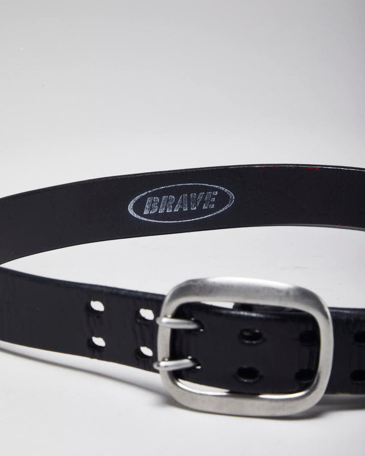 Vintage Brave Black Leather Belt - W29 - W35