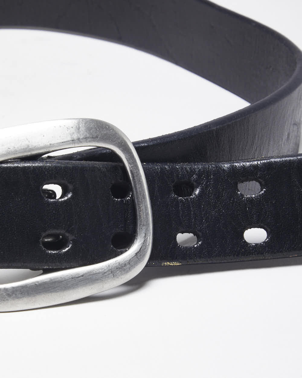 Vintage Brave Black Leather Belt - W29 - W35