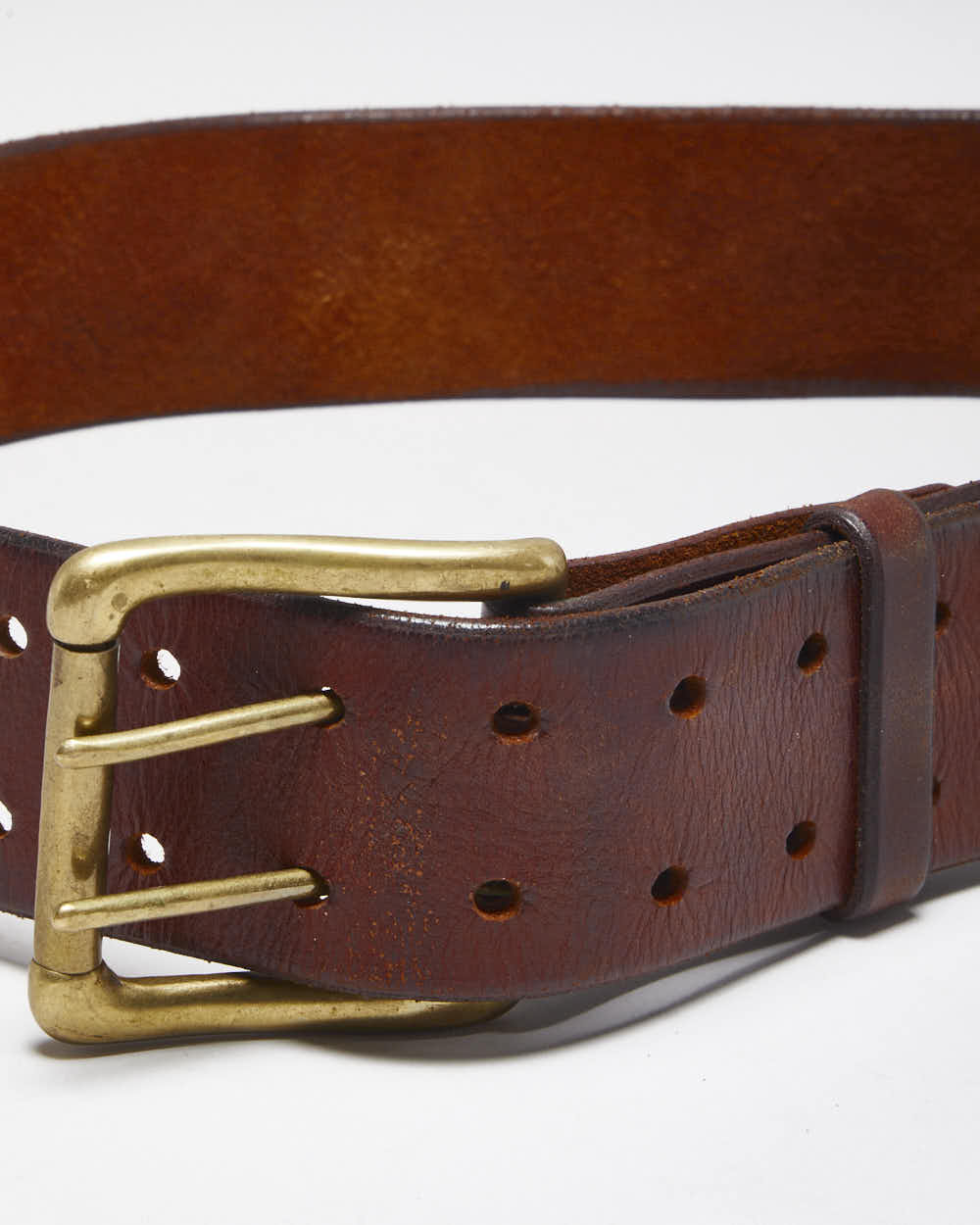Vintage Chunky Brown Leather Belt - W30 - W35