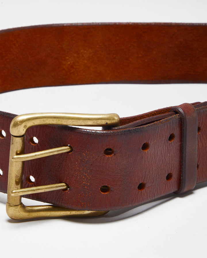 Vintage Chunky Brown Leather Belt - W30 - W35