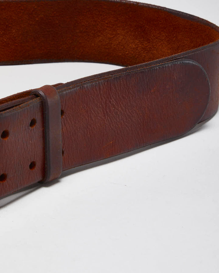 Vintage Chunky Brown Leather Belt - W30 - W35