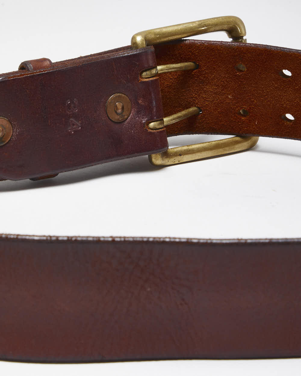 Vintage Chunky Brown Leather Belt - W30 - W35