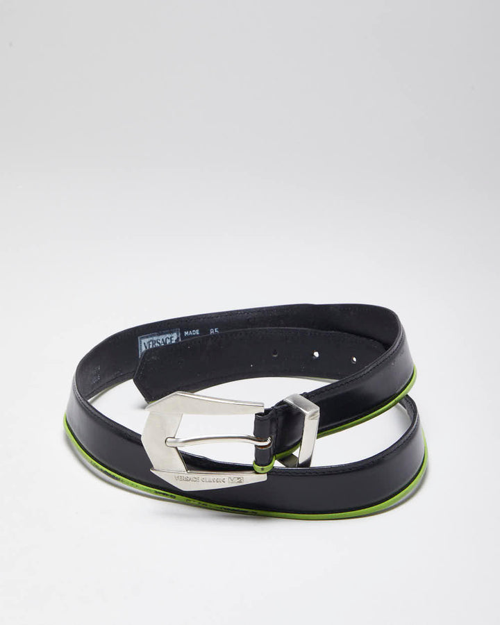 Vintage Y2k 00s Versace Black Leather Belt - W30 - W34