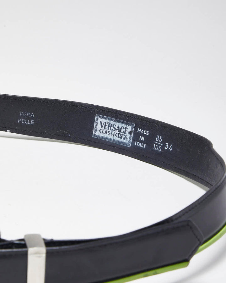 Vintage Y2k 00s Versace Black Leather Belt - W30 - W34
