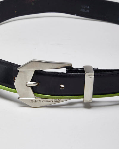 Vintage Y2k 00s Versace Black Leather Belt - W30 - W34