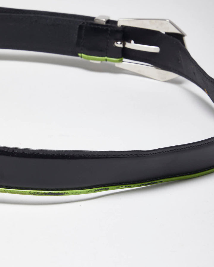 Vintage Y2k 00s Versace Black Leather Belt - W30 - W34
