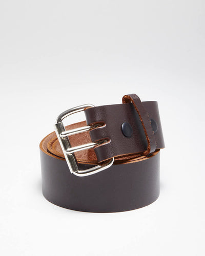 Vintage Y2K Chunky Brown Leather Belt - W41 - W47