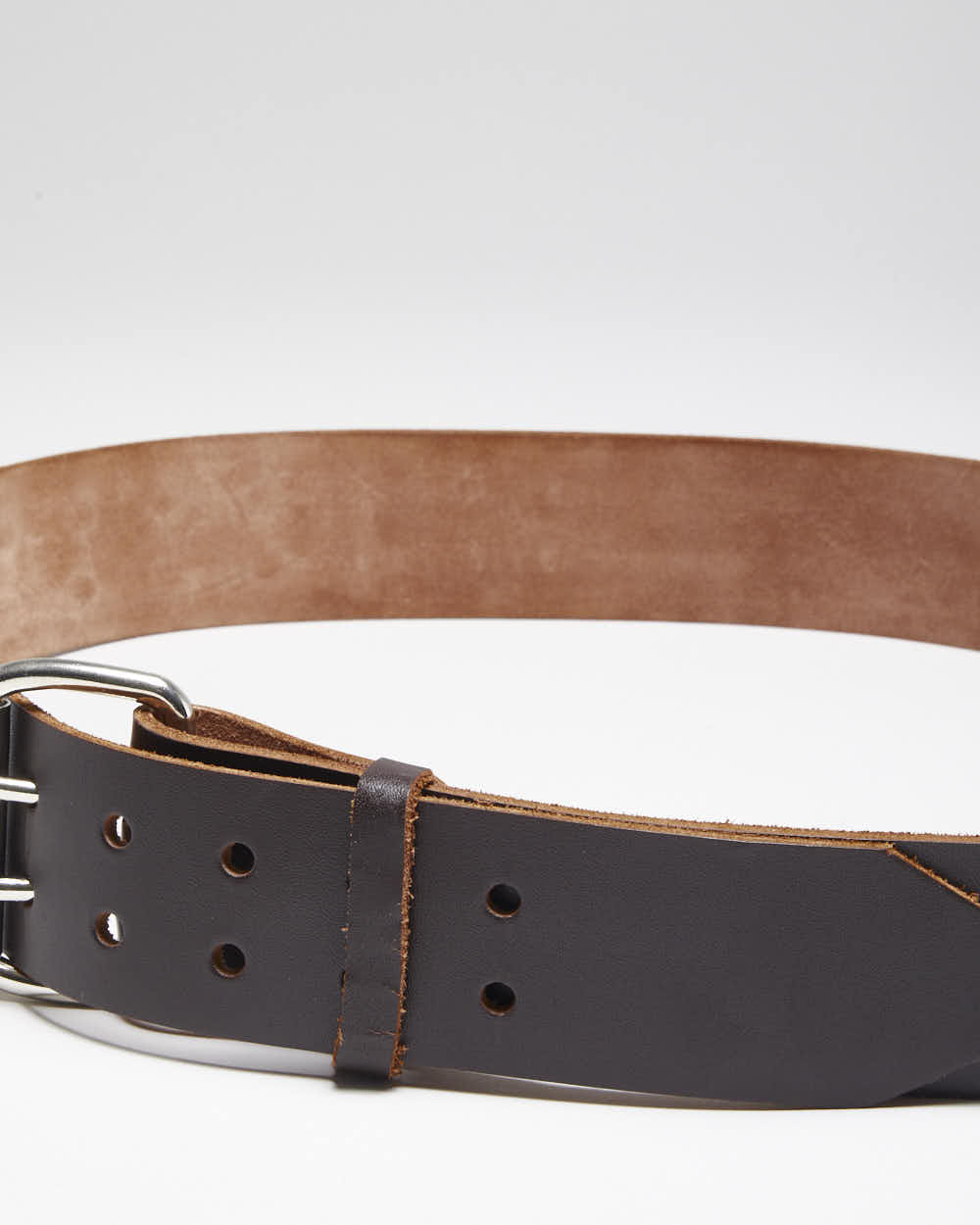 Vintage Y2K Chunky Brown Leather Belt - W41 - W47