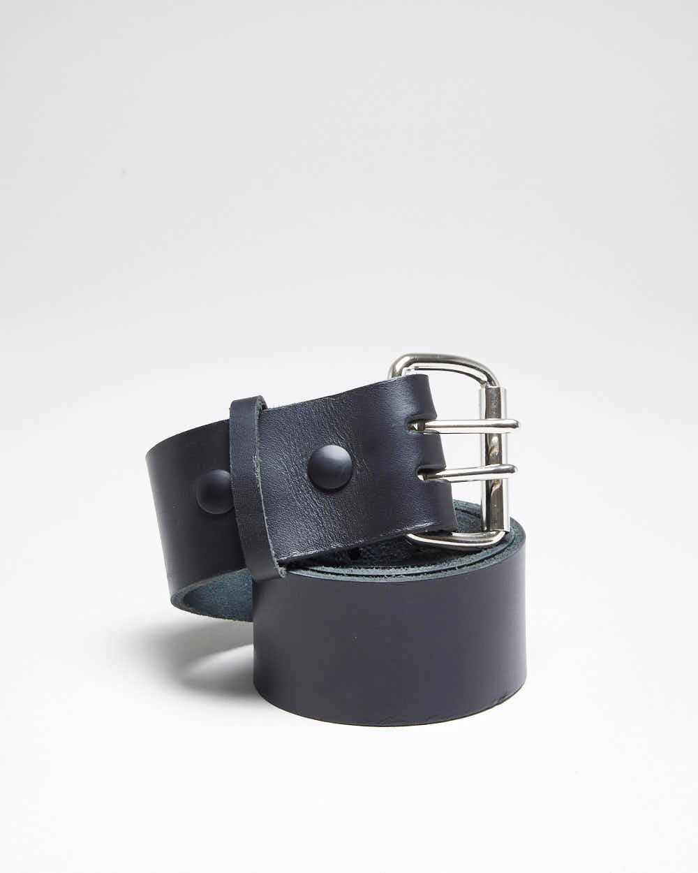 Vintage Y2K Chunky Black Leather Belt - W41 - W48