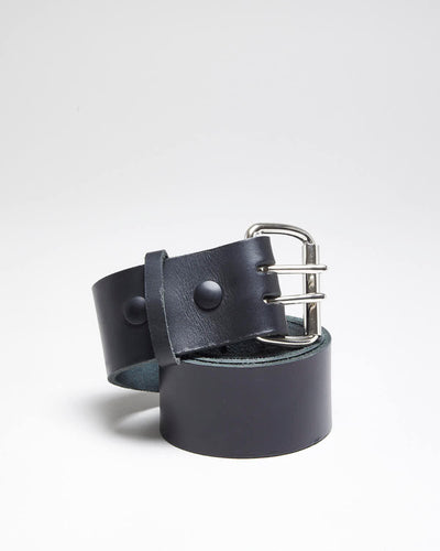 Vintage Y2K Chunky Black Leather Belt - W41 - W48