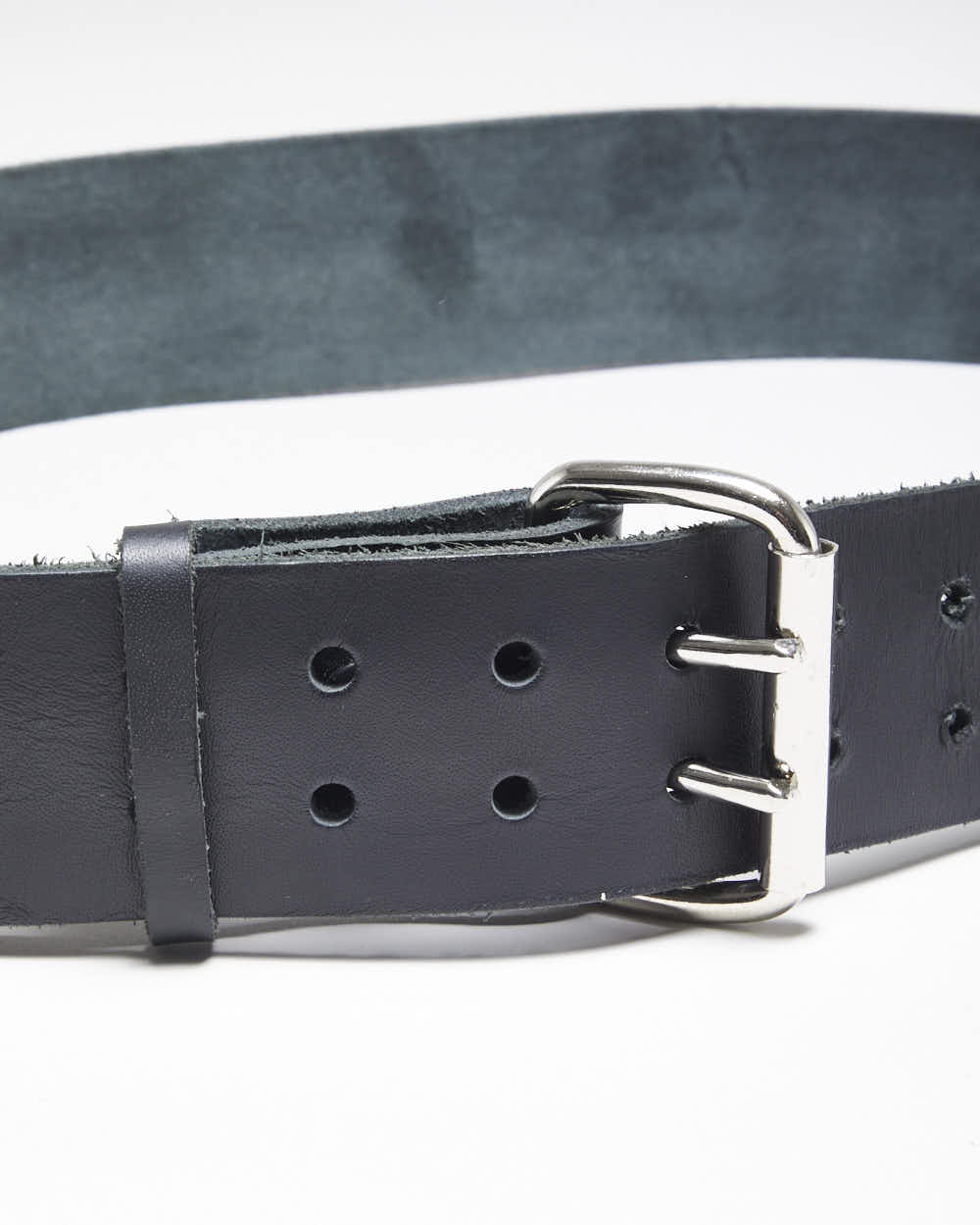 Vintage Y2K Chunky Black Leather Belt - W41 - W48