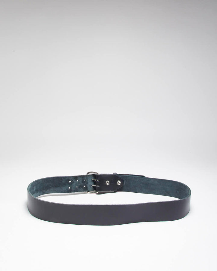 Vintage Y2K Chunky Black Leather Belt - W41 - W48