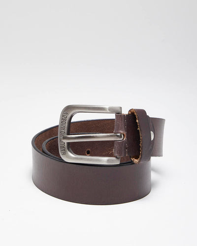 Vintage Y2K Harley Davidson Embossed Brown Leather Belt - W31 - W35