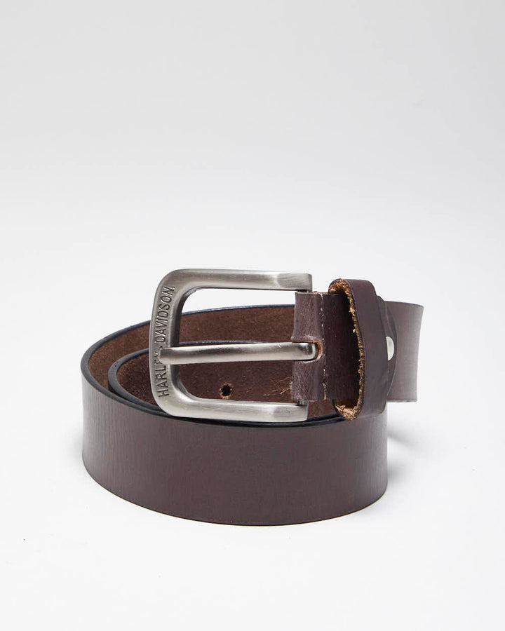 Vintage Y2K Harley Davidson Embossed Brown Leather Belt - W31 - W35