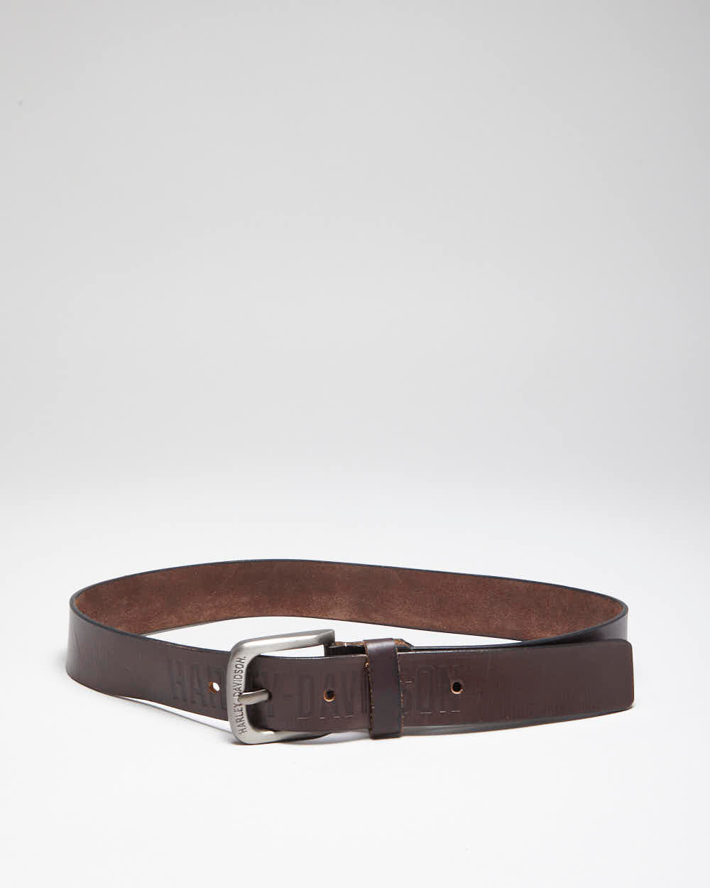 Vintage Y2K Harley Davidson Embossed Brown Leather Belt - W31 - W35