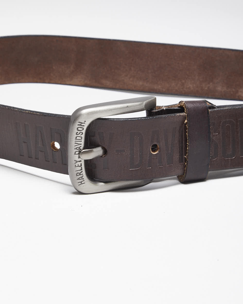 Vintage Y2K Harley Davidson Embossed Brown Leather Belt - W31 - W35