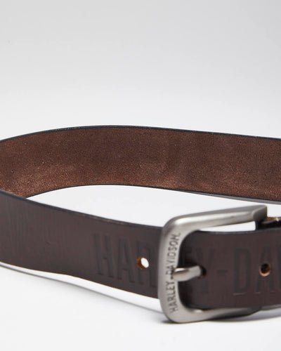 Vintage Y2K Harley Davidson Embossed Brown Leather Belt - W31 - W35