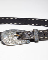 Vintage 90's Thin Western Black Leather Belt - W27 - W33