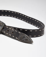 Vintage 90's Thin Western Black Leather Belt - W27 - W33