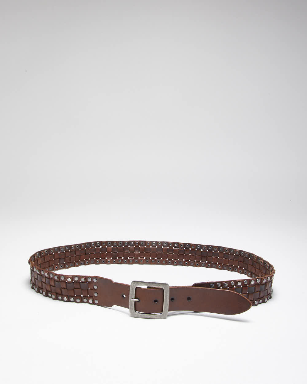 Vintage Y2K Danier Woven Brown Leather Chunky Belt - W39 - W43