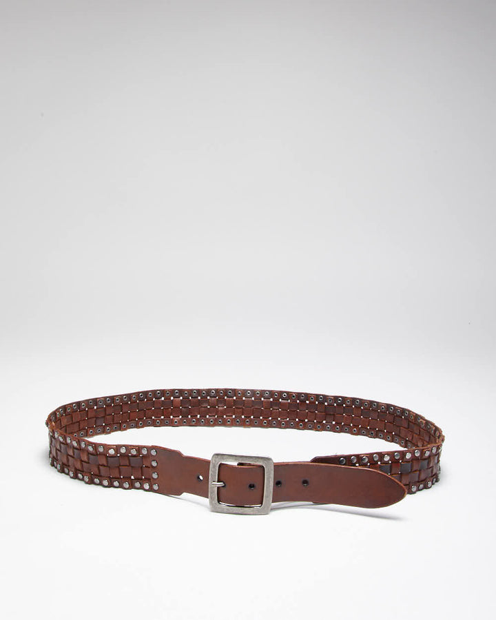 Vintage Y2K Danier Woven Brown Leather Chunky Belt - W39 - W43