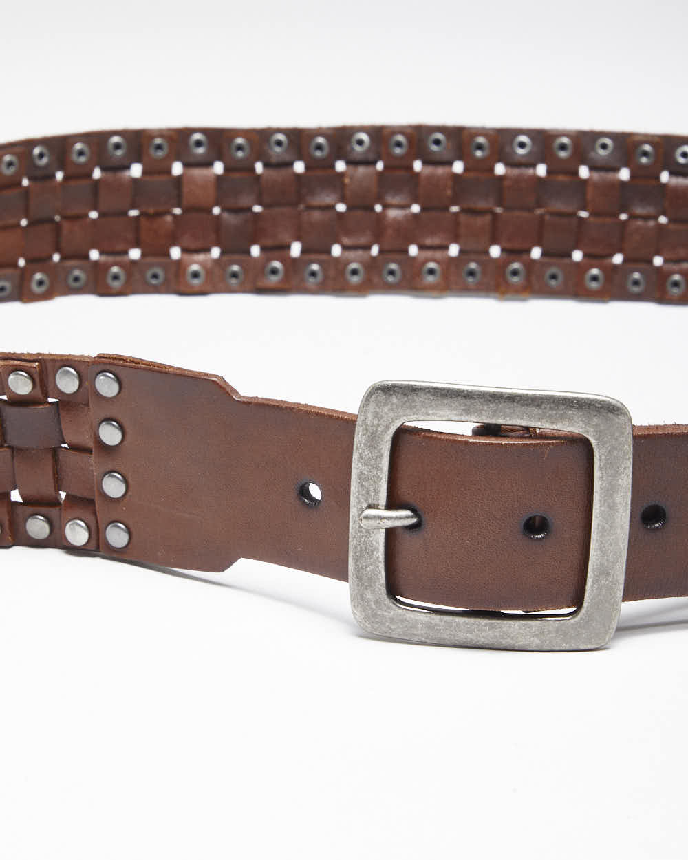 Vintage Y2K Danier Woven Brown Leather Chunky Belt - W39 - W43