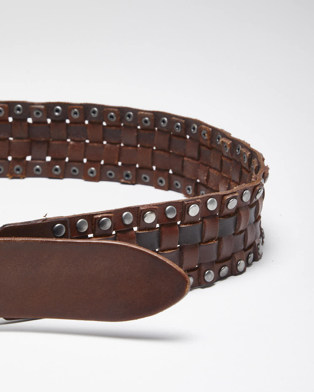 Vintage Y2K Danier Woven Brown Leather Chunky Belt - W39 - W43