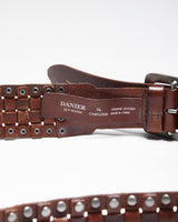 Vintage Y2K Danier Woven Brown Leather Chunky Belt - W39 - W43