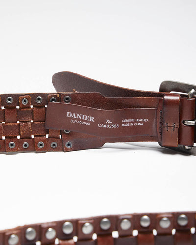 Vintage Y2K Danier Woven Brown Leather Chunky Belt - W39 - W43