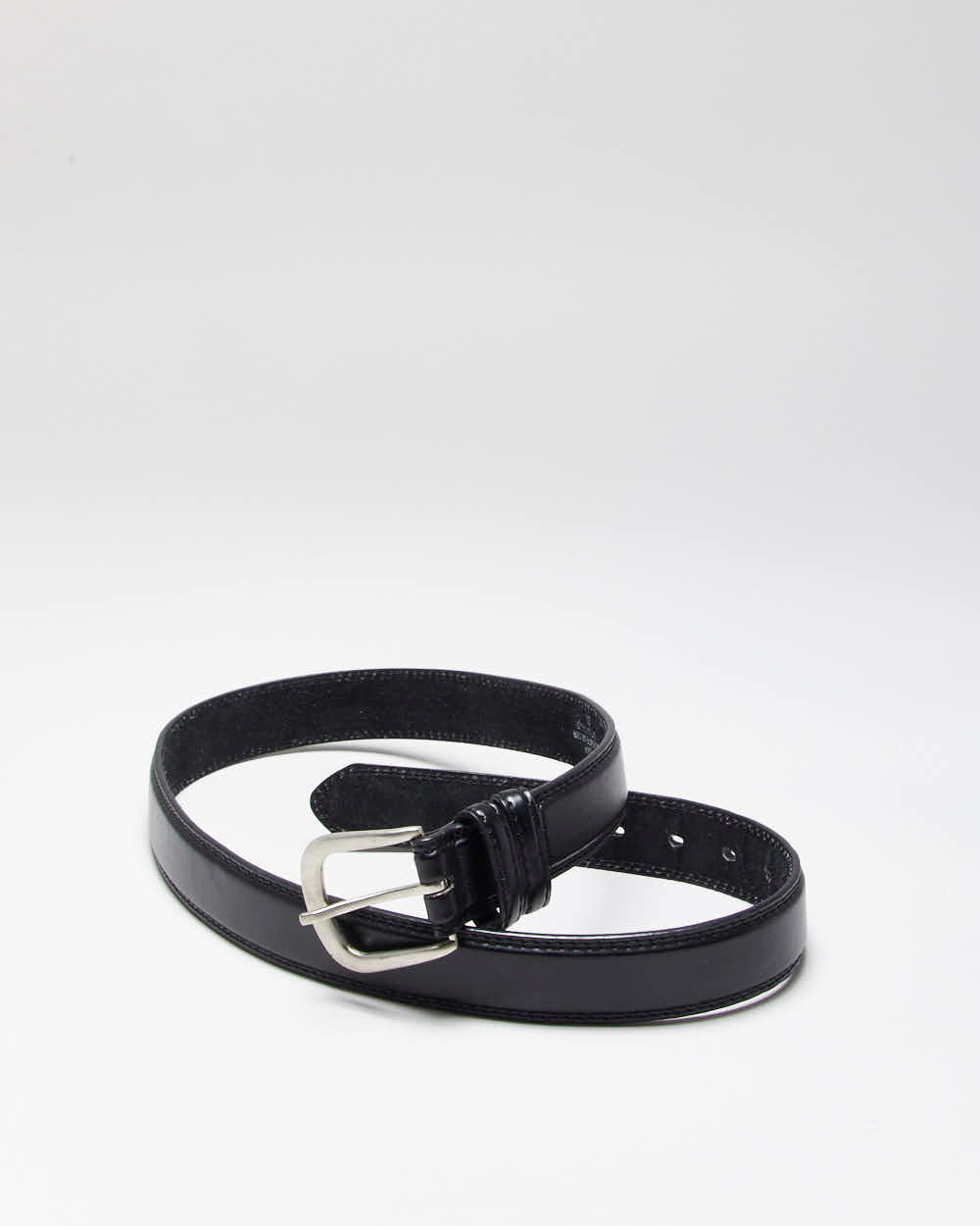 Vintage Italian Black Leather Belt - W34-W38