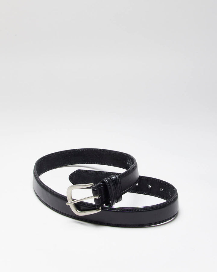Vintage Italian Black Leather Belt - W34-W38