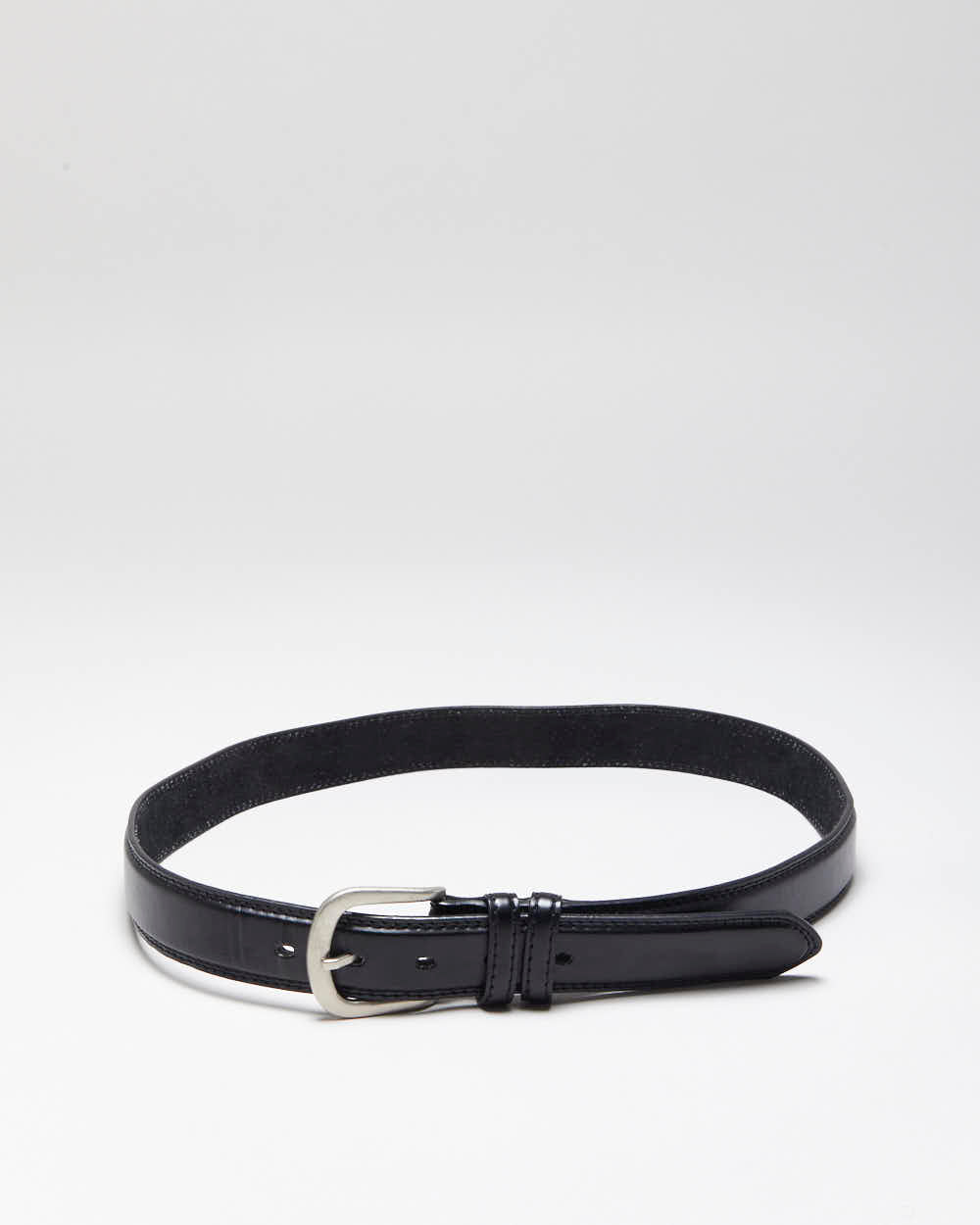 Vintage Italian Black Leather Belt - W34-W38