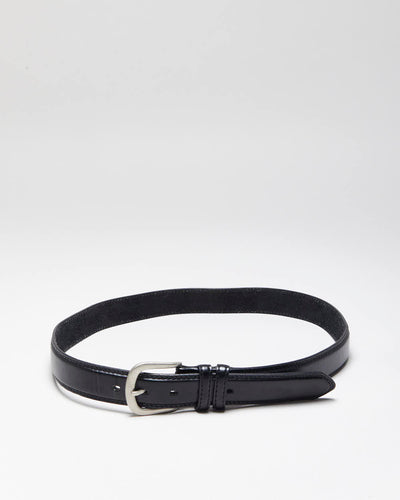 Vintage Italian Black Leather Belt - W34-W38
