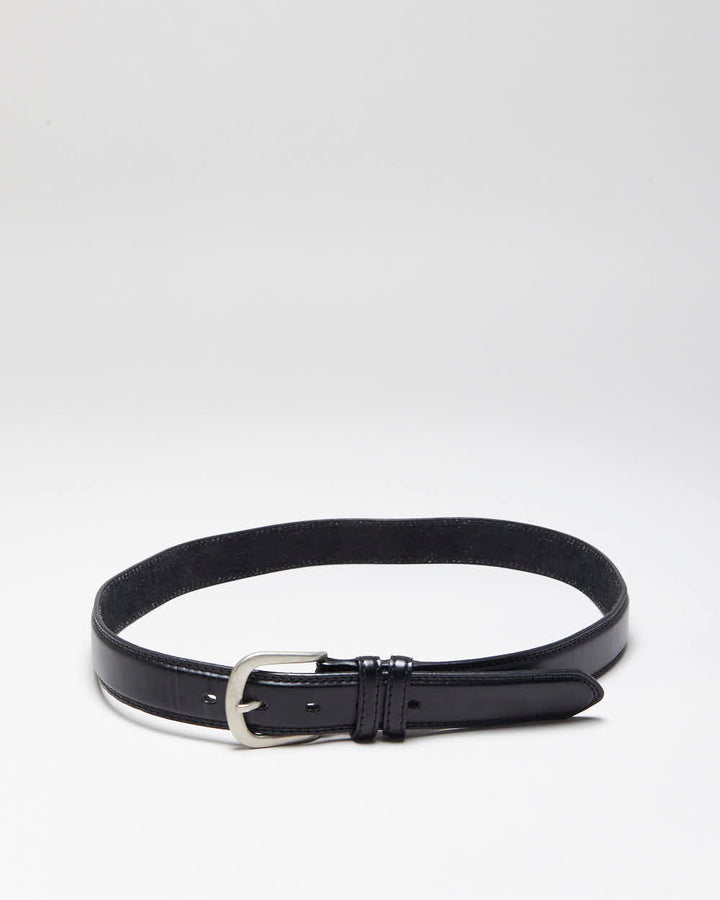 Vintage Italian Black Leather Belt - W34-W38