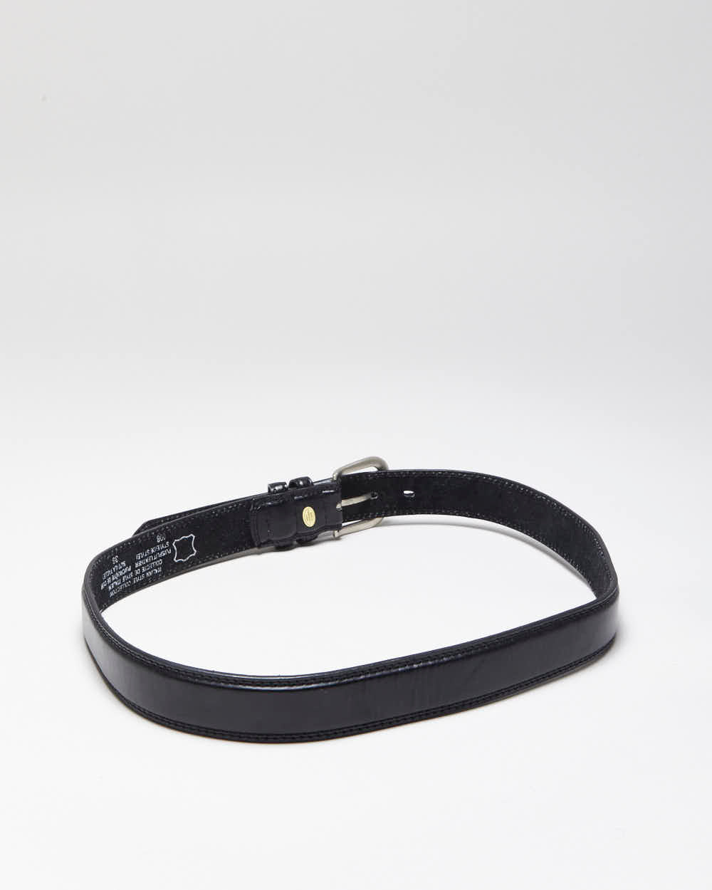 Vintage Italian Black Leather Belt - W34-W38