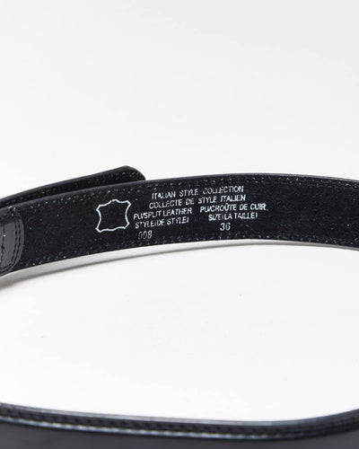 Vintage Italian Black Leather Belt - W34-W38