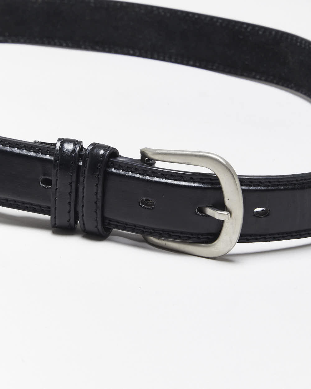 Vintage Italian Black Leather Belt - W34-W38