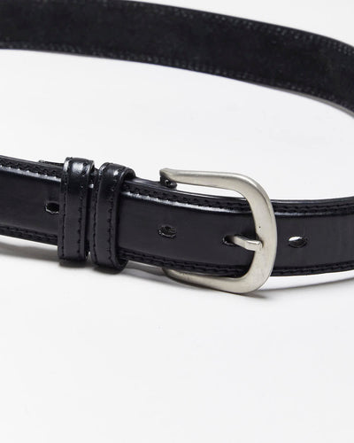 Vintage Italian Black Leather Belt - W34-W38