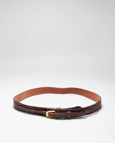 Vintage Western Brown Tooled Leather Belt - W43-W48