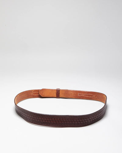Vintage Western Brown Tooled Leather Belt - W43-W48