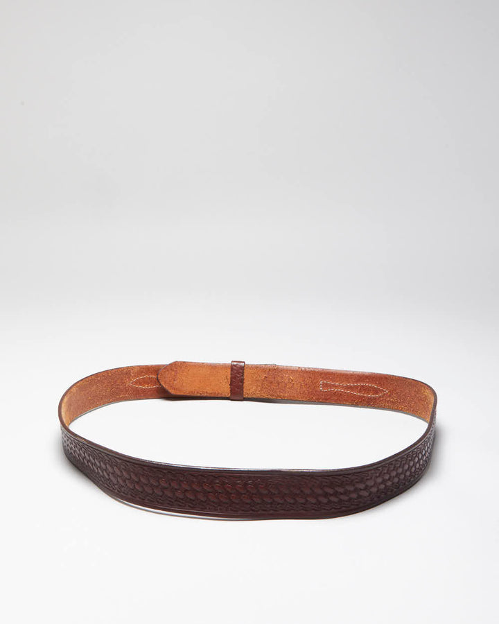 Vintage Western Brown Tooled Leather Belt - W43-W48