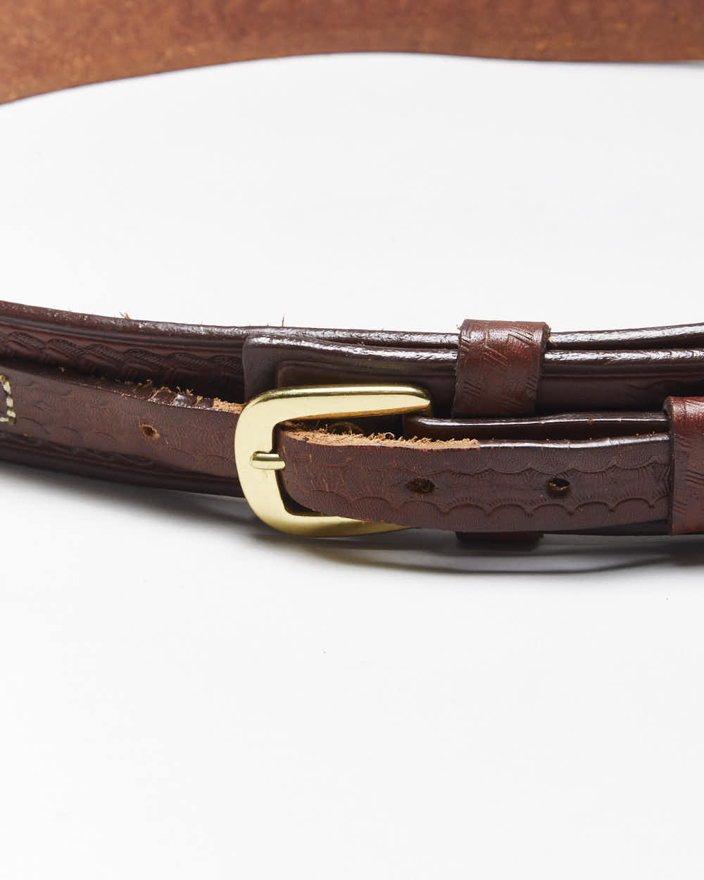 Vintage Western Brown Tooled Leather Belt - W43-W48