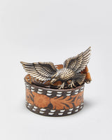 Vintage Tooled Leather Chunky Eagle Buckle Belt - W40-W44