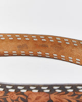 Vintage Tooled Leather Chunky Eagle Buckle Belt - W40-W44